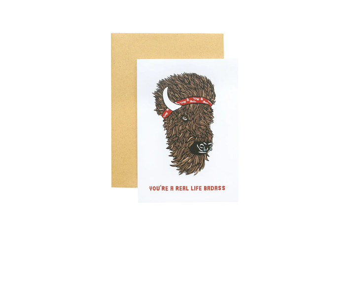 Woosah Outfitters Real Life Badass Greeting Card - FERAL