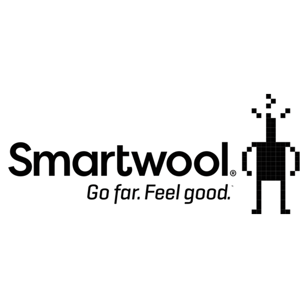 Smartwool logo in black with tagline "Go far. Feel good."