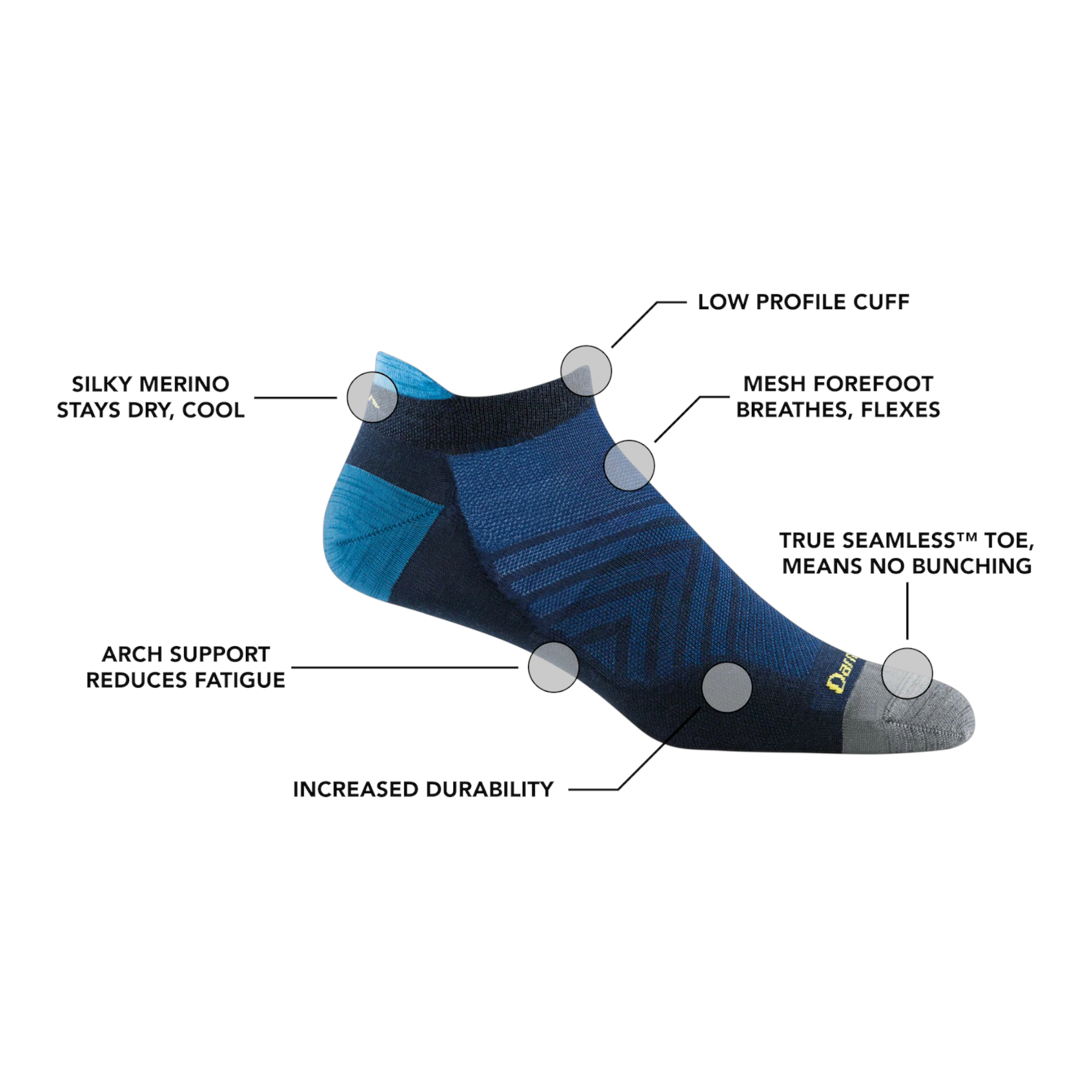 Darn Tough Men's No Show Tab Ultra-Lightweight With Cushion Running Socks - FERAL