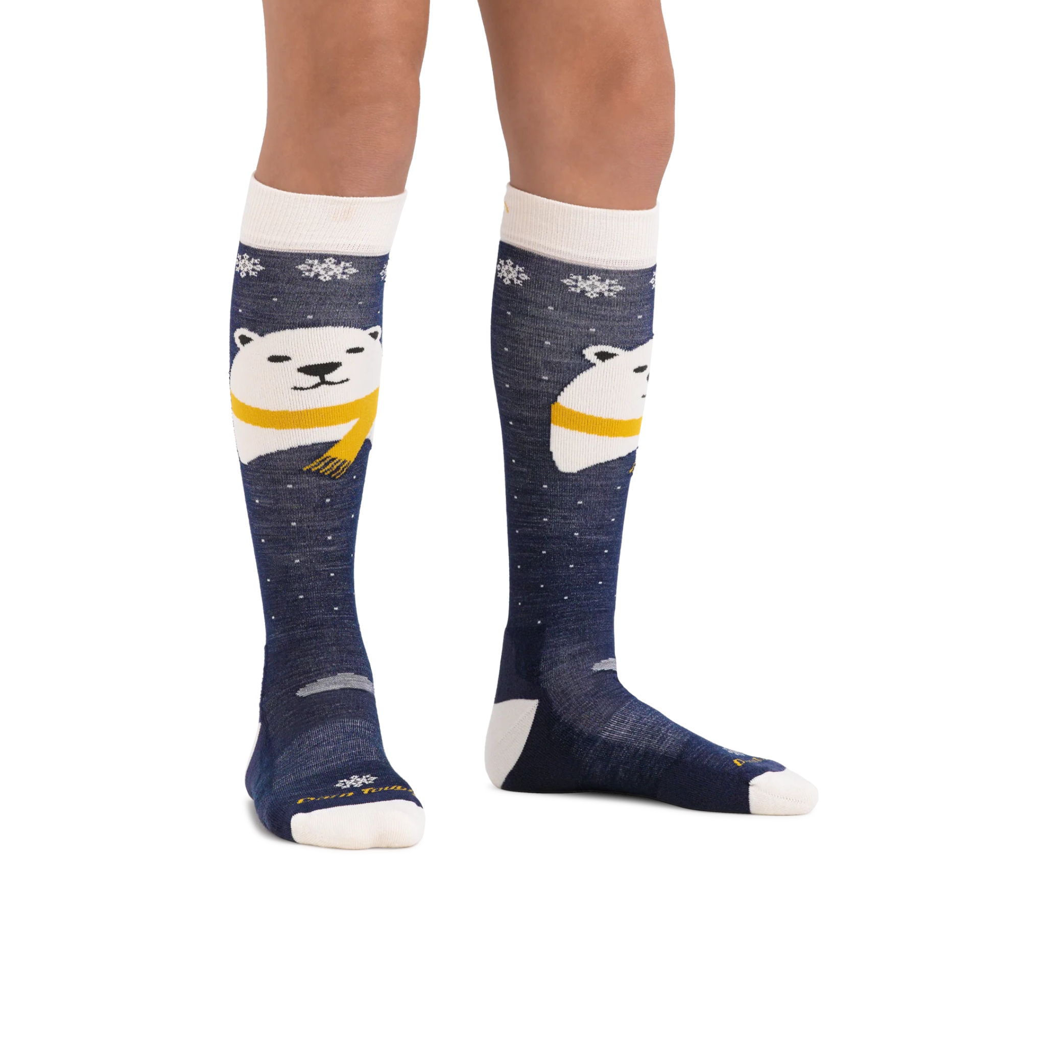 Darn Tough Kids' Polar Bear Over-the-Calf Midweight Ski & Snowboard Sock - FERAL