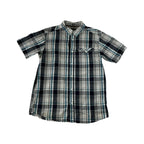 Mountain Hardwear Men's Button Down Short Sleeve Shirt Blue/Grey Medium USED - FERAL
