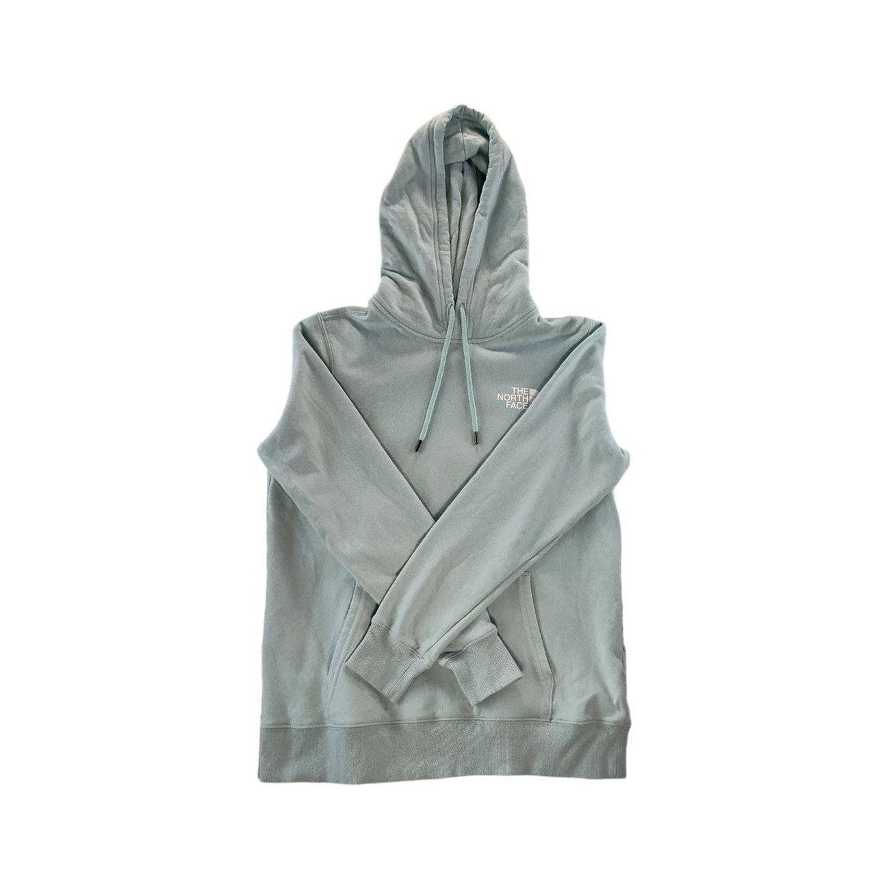 North Face Women's Hoodie Top Light Blue Medium USED - FERAL