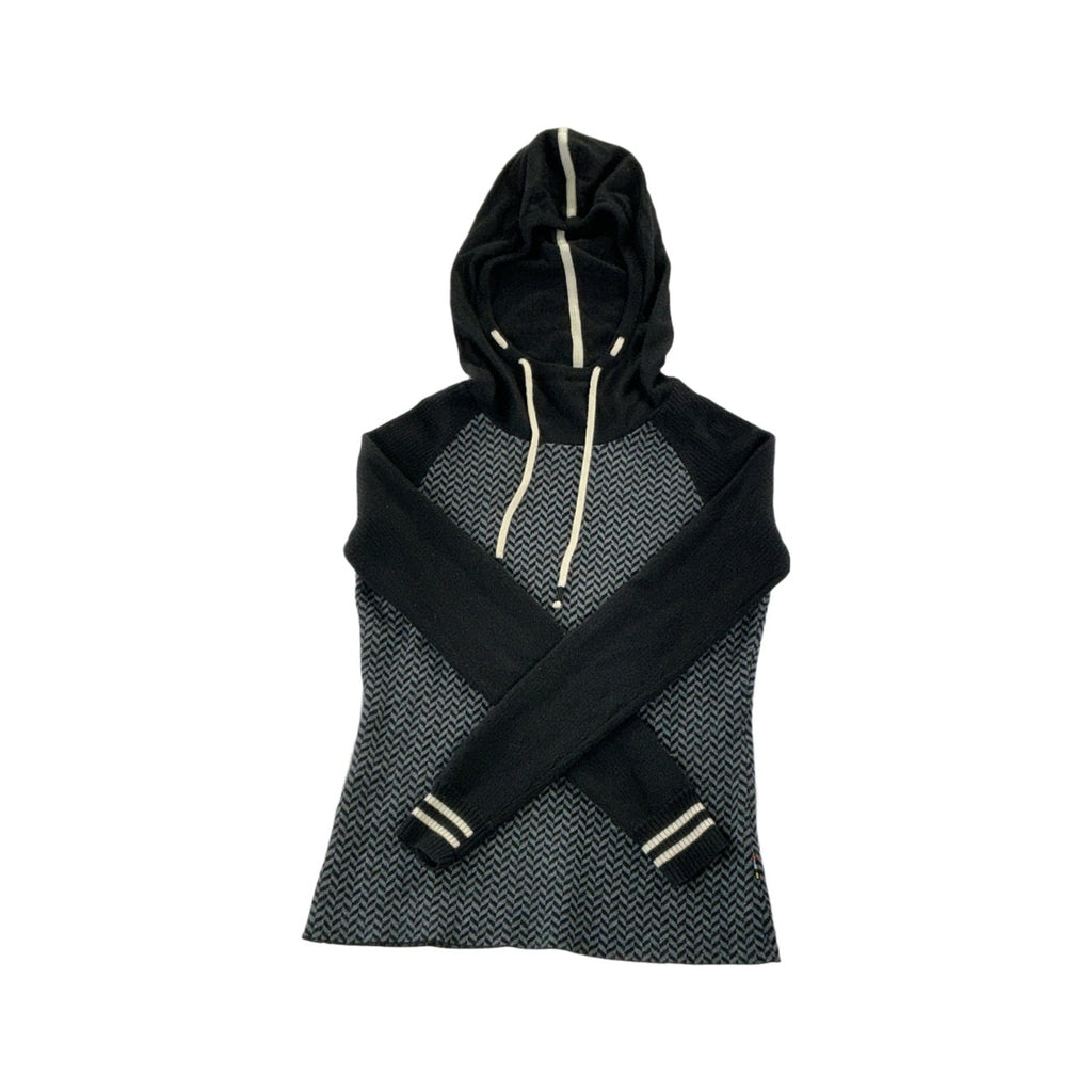 Smartwool Women's Dacono Wool Blend Hooded Baselayer Top Chevron Black Medium USED - FERAL