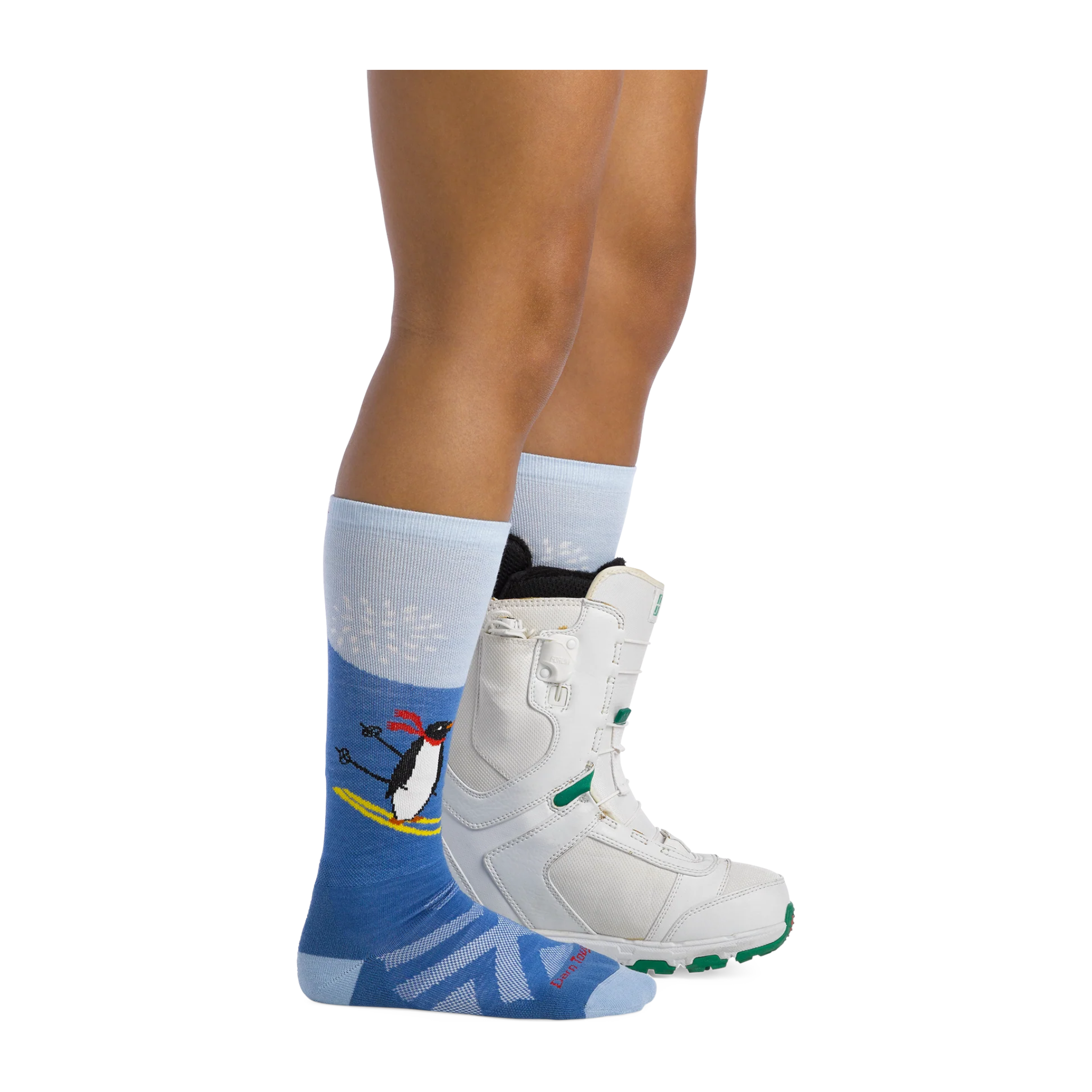 Darn Tough Kids' Penguin Peak Over-the-Calf Midweight Ski & Snowboard Sock - FERAL