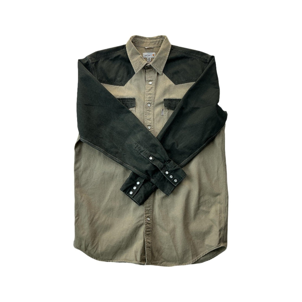 Carhartt Men's Work Wear Long Sleeve Shirt Tan/Black XL Tall USED - FERAL