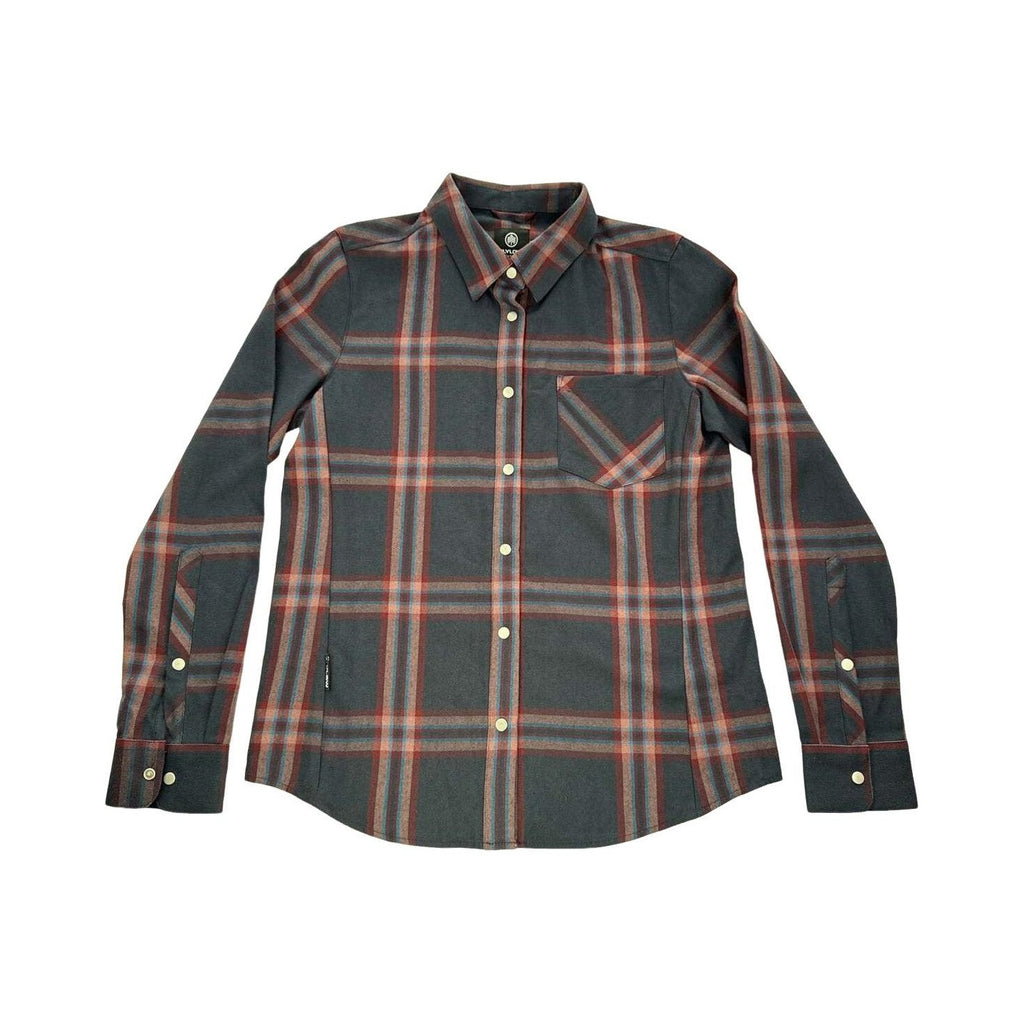 Flylow Women's Brigitte Tech Fleece Shirt Navy Plaid Medium USED - FERAL