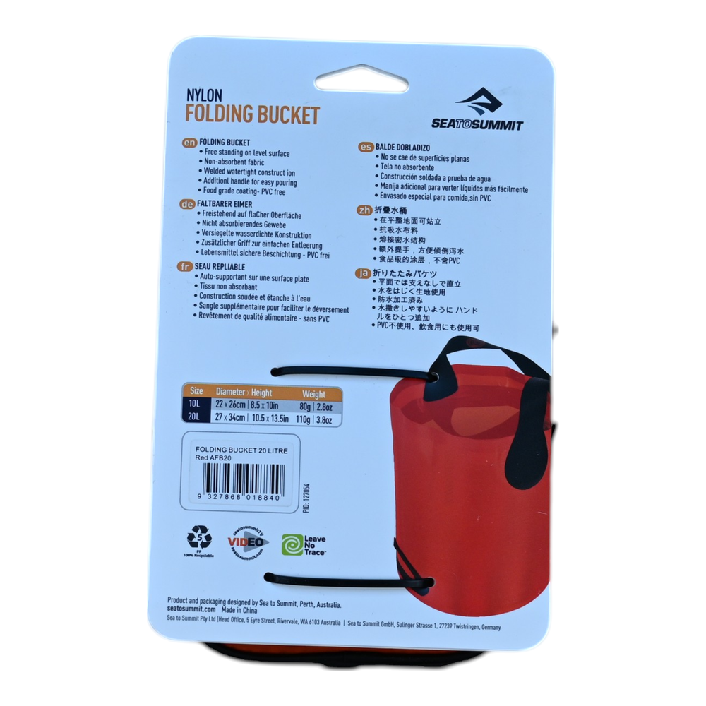 Sea to Summit Nylon Folding Bucket 20L Red USED - FERAL
