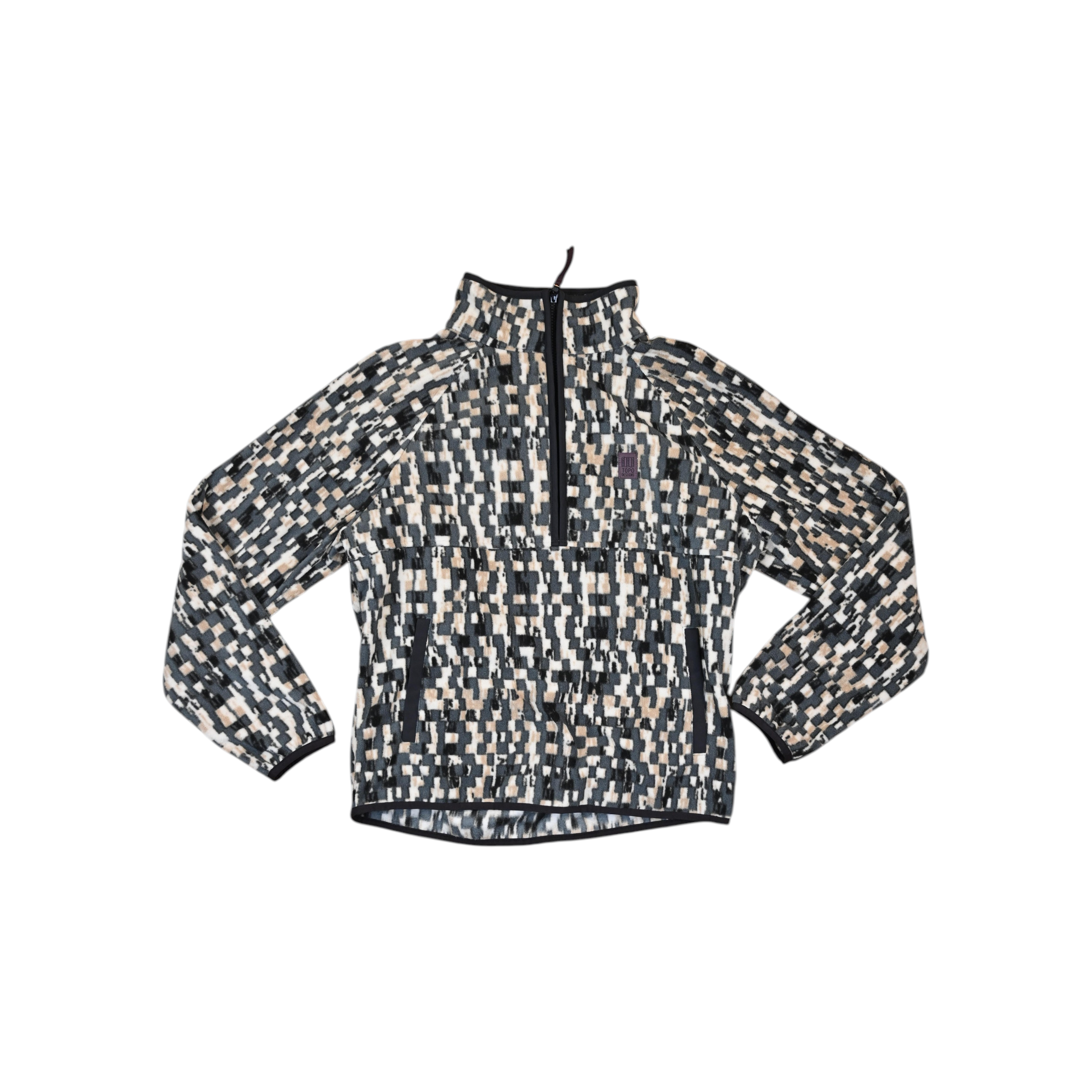 Topo Designs Women's Vista 1/4 Zip Lightweight Fleece Downhill Geo Print - FERAL