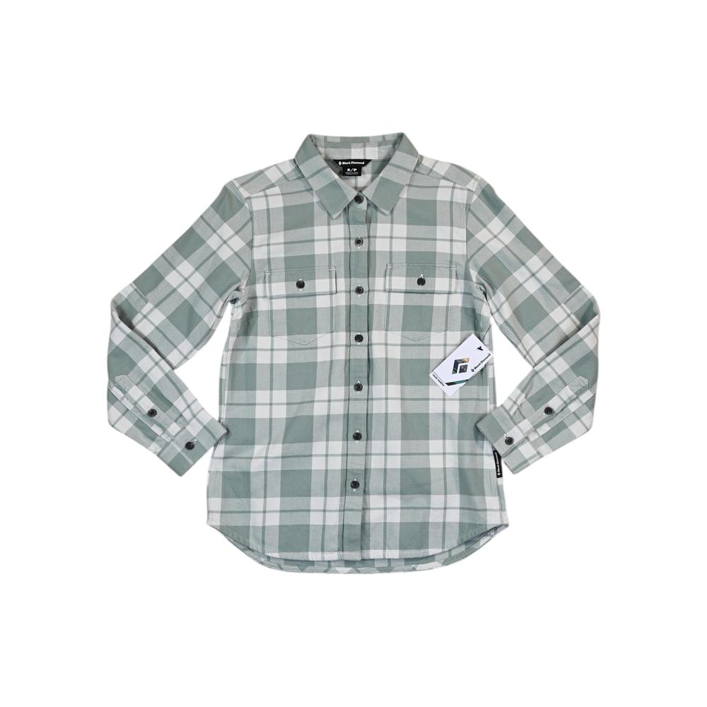 Black Diamond Women's Project Twill Long Sleeve Shirt Green/Cream Sample - FERAL