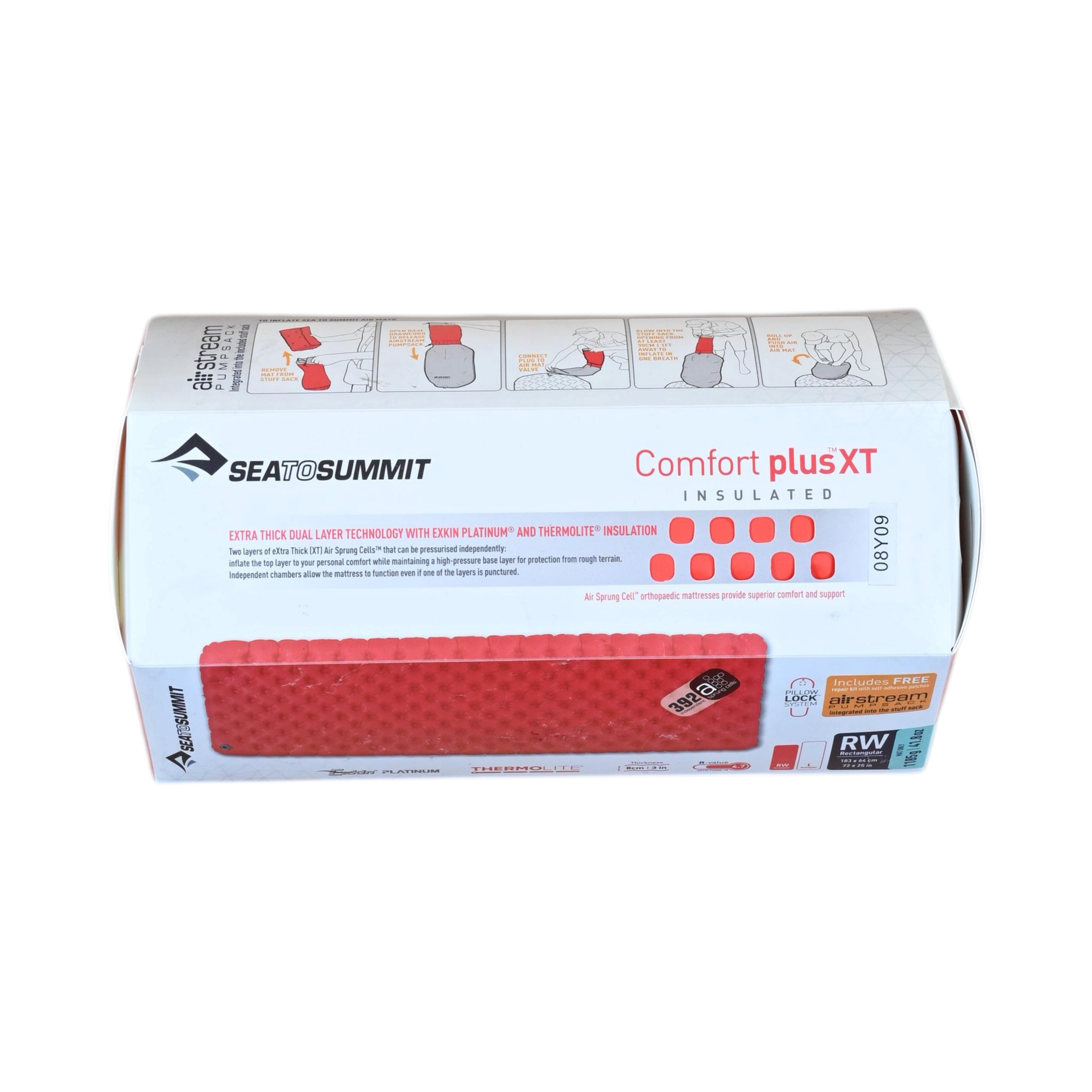 Sea to Summit  Sleeping Pad - Inflatable Comfort plusXT Insulated Rectangular Red Regular Wide USED
