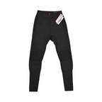Grey heather baselayer pants by Smartwool with black knee panels, laid flat with hangtag visible.