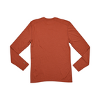 Rust-orange crew neck baselayer by Smartwool, back view.