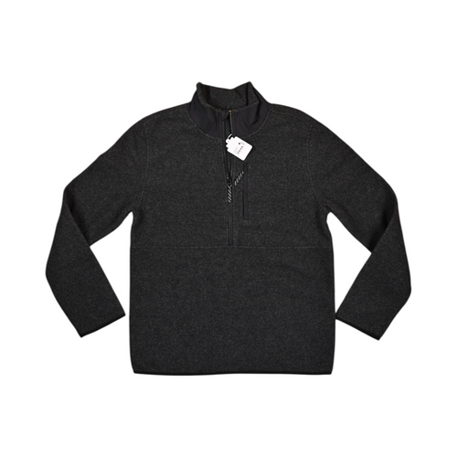 Charcoal Smartwool fleece quarter-zip laid flat, showing the chest pocket.