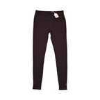 Deep burgundy-brown Smartwool base layer leggings laid flat.