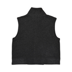 Back of a charcoal Smartwool fleece vest laid flat.