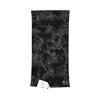Black and charcoal tie-dye print Smartwool neck gaiter laid flat.
