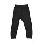 Grey heather 3/4-length baselayer pants by Smartwool, detail view of the waistband.