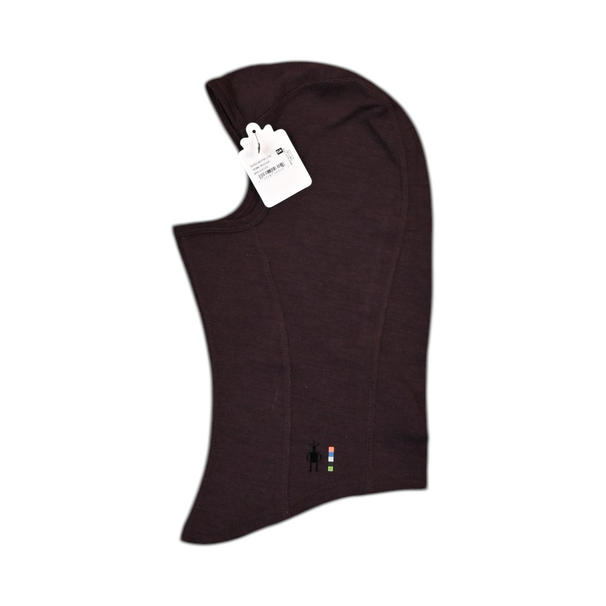 Deep burgundy-brown Smartwool balaclava, side view.