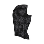 Detail view of a black and charcoal tie-dye print Smartwool balaclava.