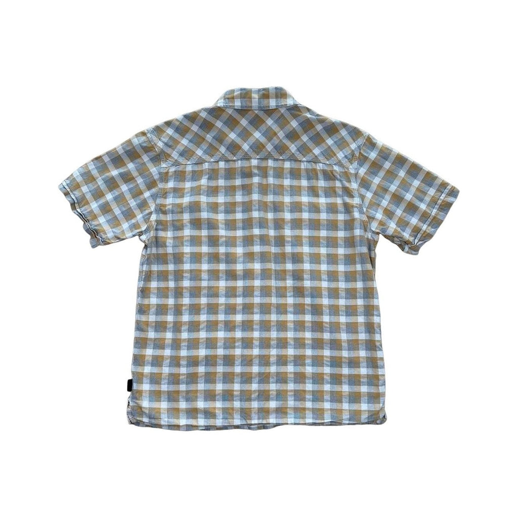 Patagonia Men's Short Sleeve Button Down Shirt Tan/White Medium Used - FERAL
