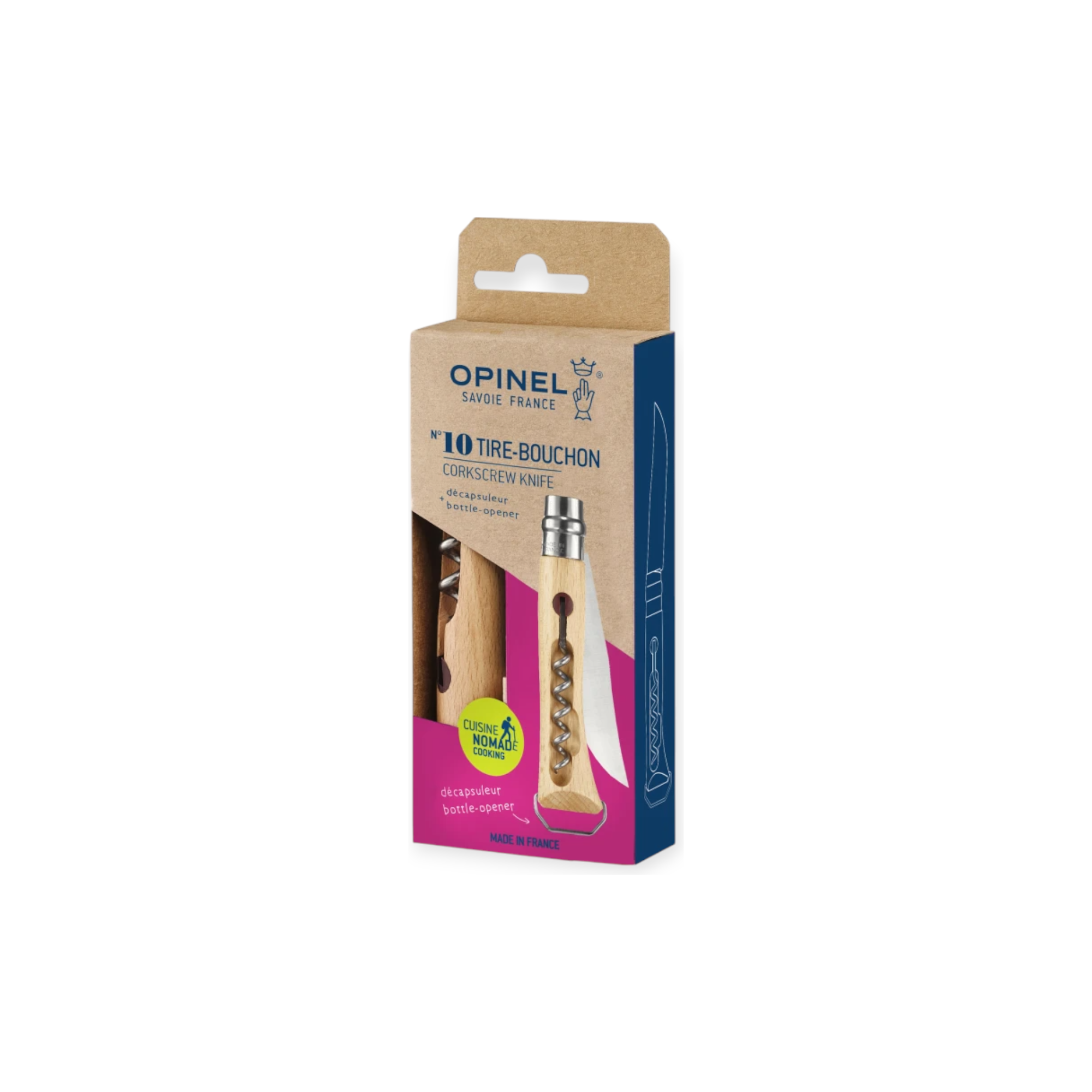 Opinel No. 10 Corkscrew & Bottle Opener Knife - FERAL