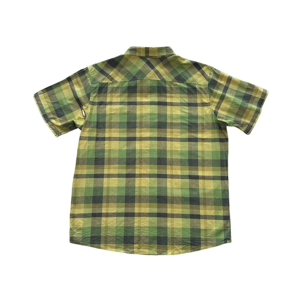 Mountain Hardwear Men's Short Sleeve Button Down Shirt Yellow/Green Large Used - FERAL