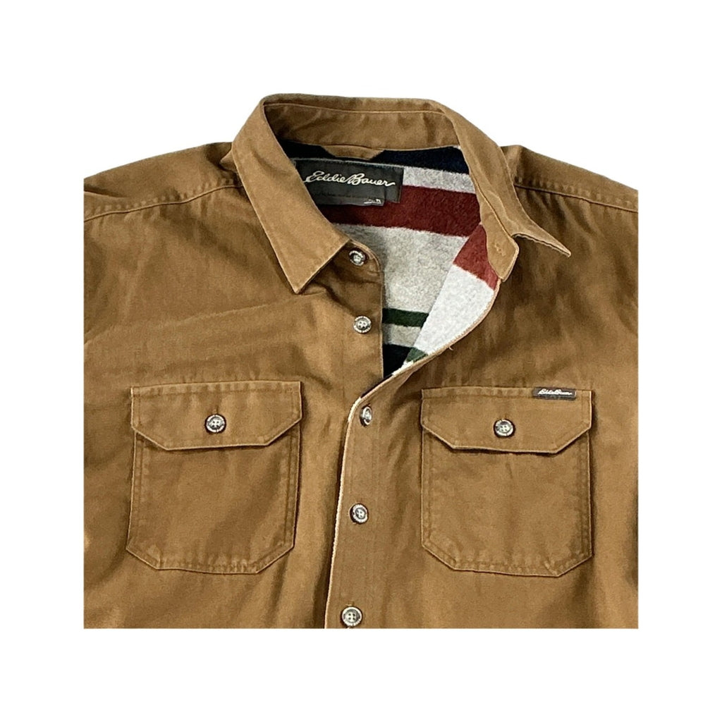 Eddie Bauer Men's Fleece-Lined Shacket Brown Tall Large USED - FERAL