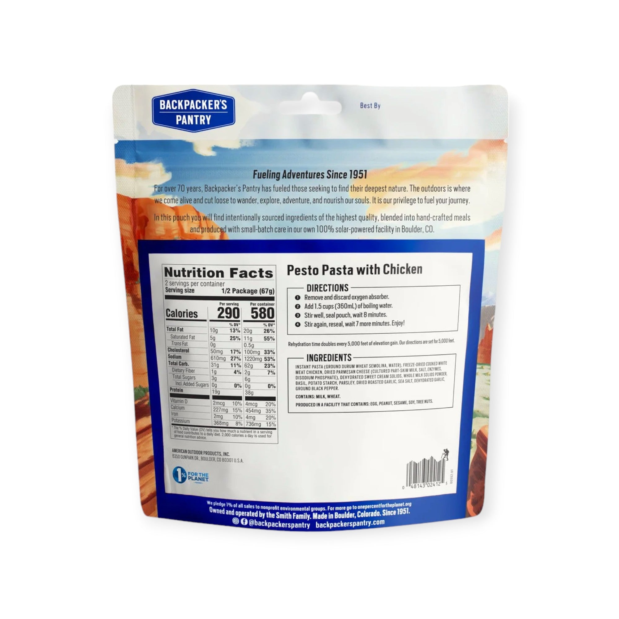 Backpacker's Pantry Pesto Pasta With Chicken Freeze-Dried Meal - FERAL