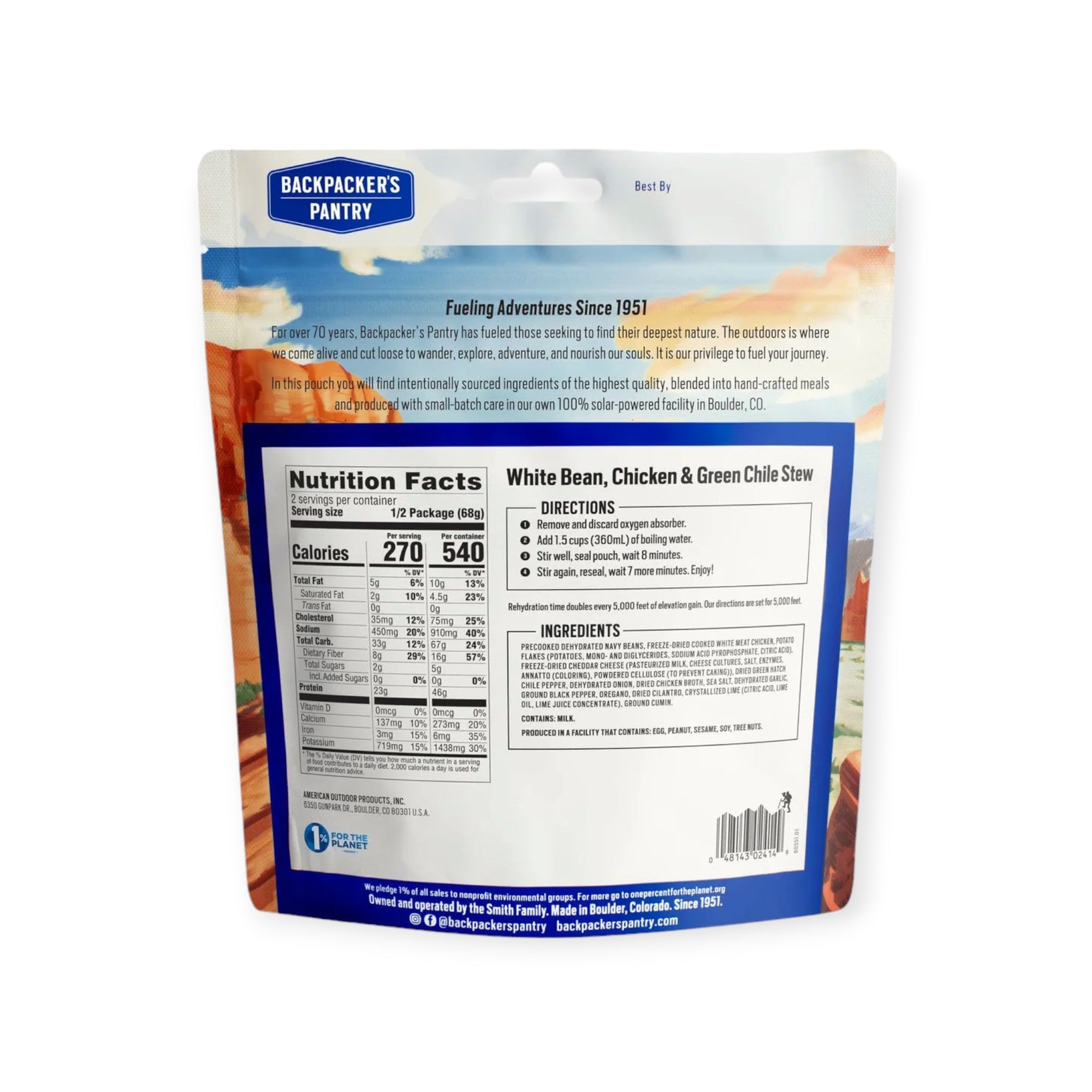 Backpacker's Pantry White Bean Chicken & Green Chile Stew Freeze-Dried Meal - FERAL