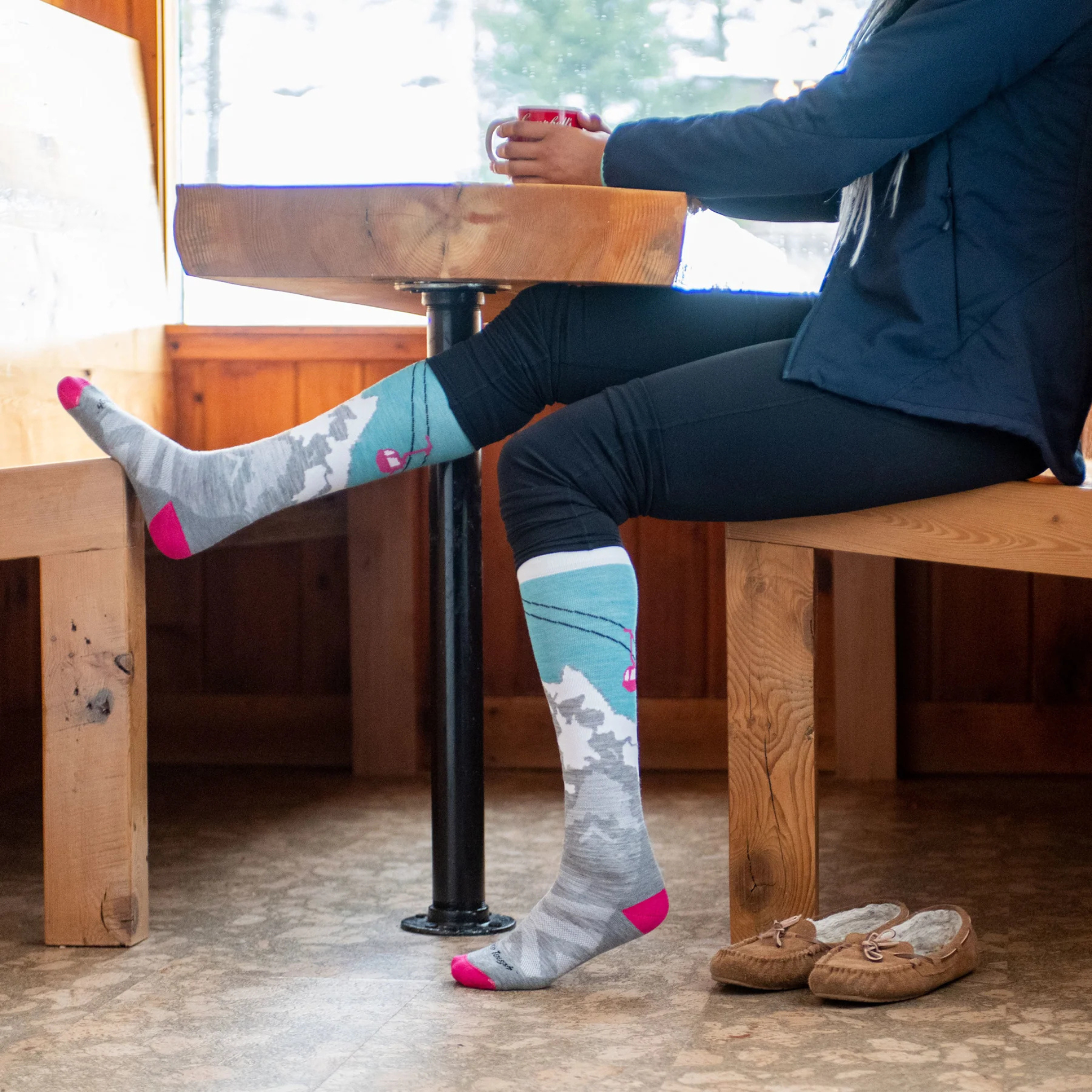 Darn Tough Women's Yeti Over-the-Calf Midweight with Cushion Ski Socks - FERAL