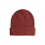 Maroon knit beanie by FERAL, featuring a textured waffle stitch.