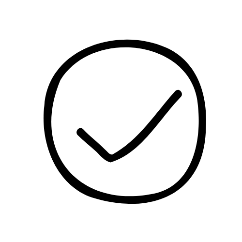 Black check mark icon.