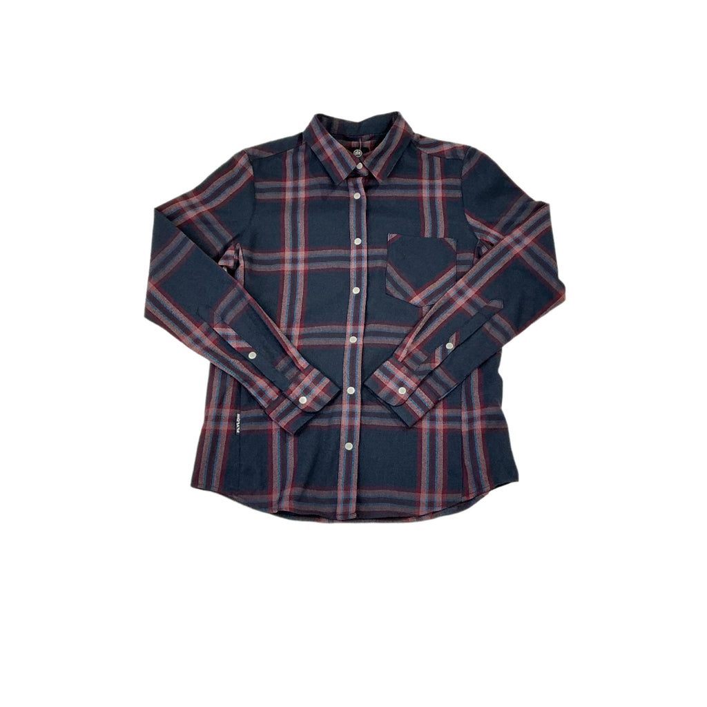 Flylow Women's Brigitte Tech Fleece Shirt Navy Plaid Medium USED