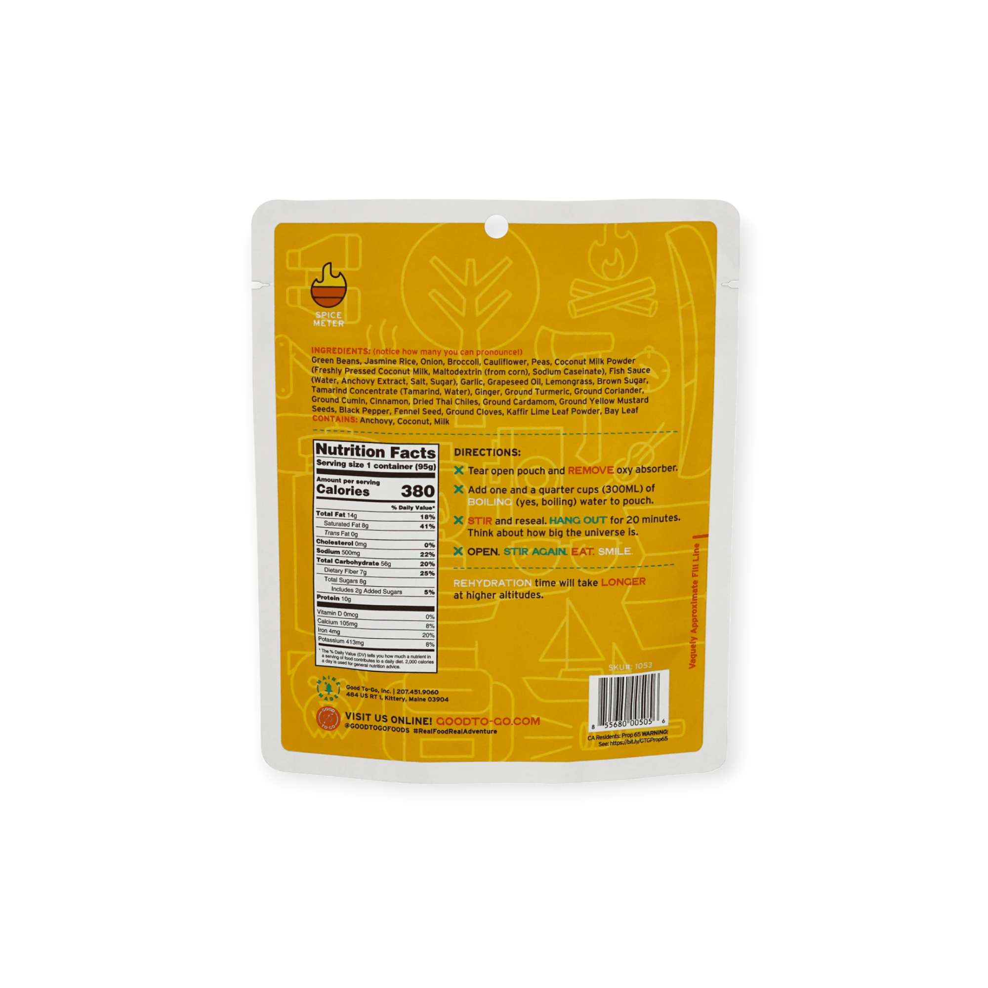 Good To-Go Thai Curry Dehydrated Backpacking Meal - FERAL