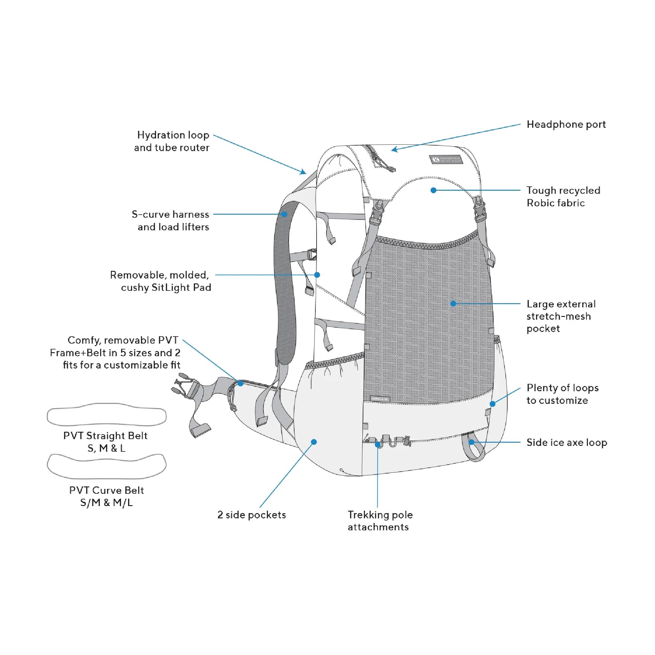 gossamer gear gorilla Gorilla 50 Ultralight Backpack Grey / Medium