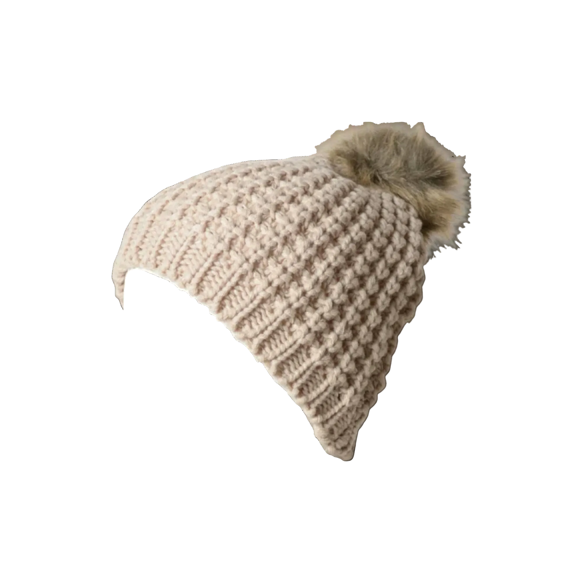 Leto Accessories Textured Knit Pom Pom Beanie - FERAL