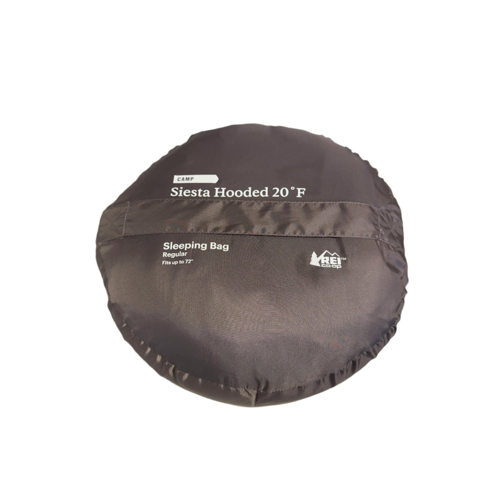 REI Siesta Hooded Sleeping Bag 20 Degrees Stellar Grey Regular Left Zip USED