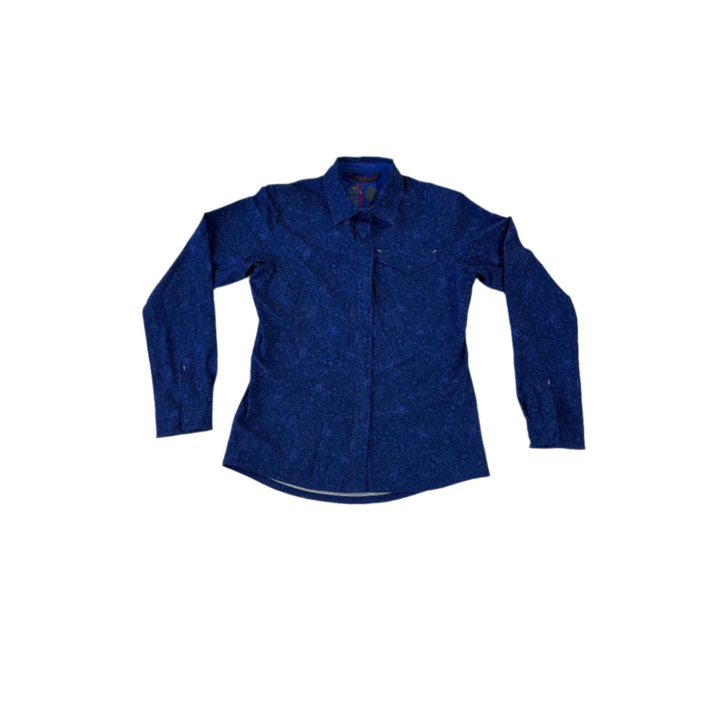 Stio Women's Floral CFS Long Sleeve Shirt Blue Small USED