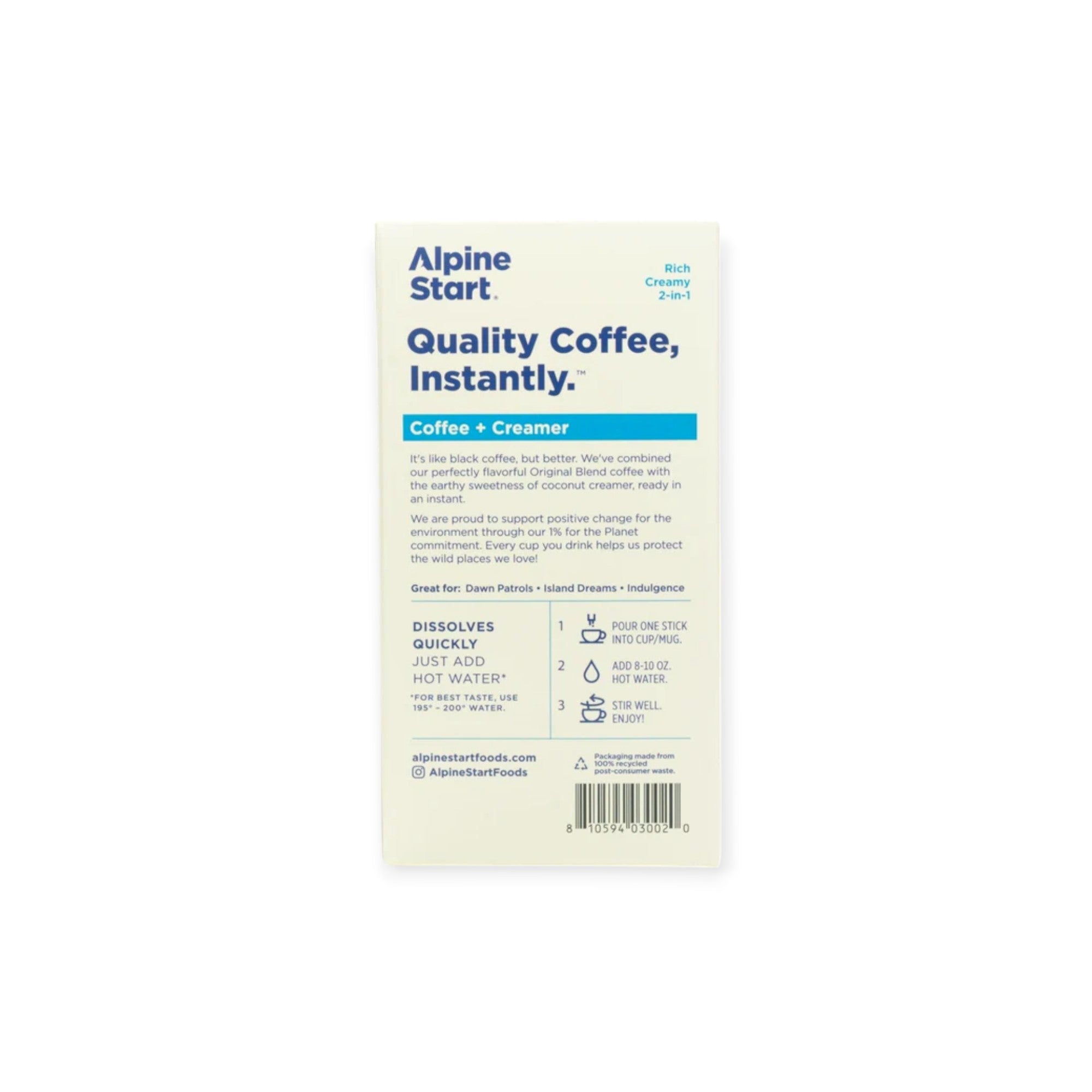 Alpine Start Instant Coffee + Creamer - 5 Pack