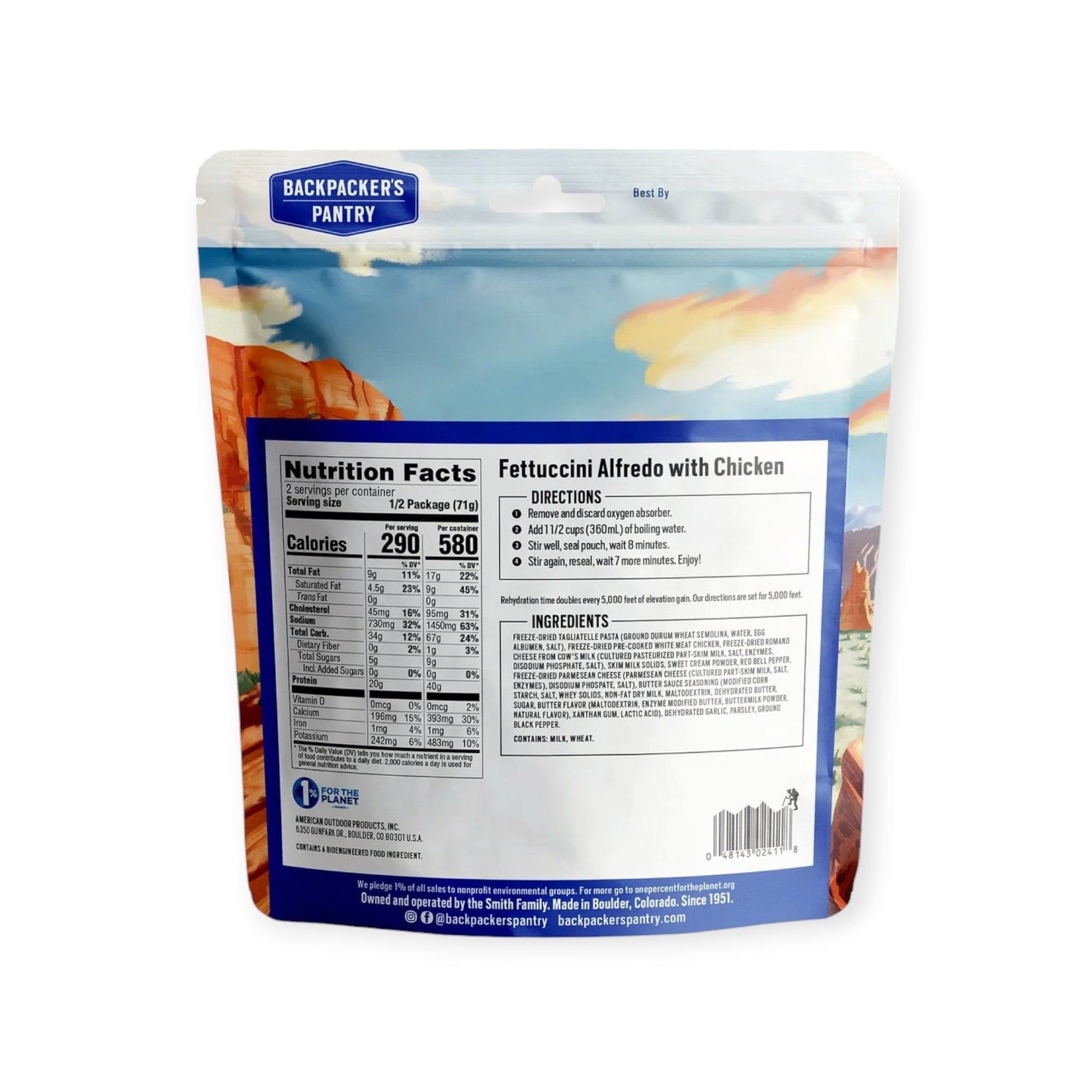 Backpacker's Pantry Fettuccini Alfredo w' Chicken Freeze-Dried Meal