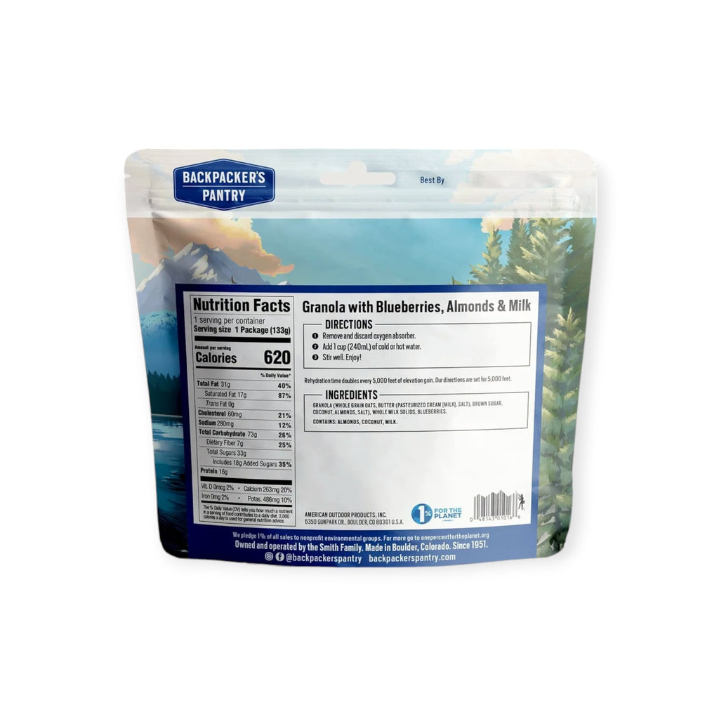 Backpacker’s Pantry Granola With Blueberries, Almonds & Milk
