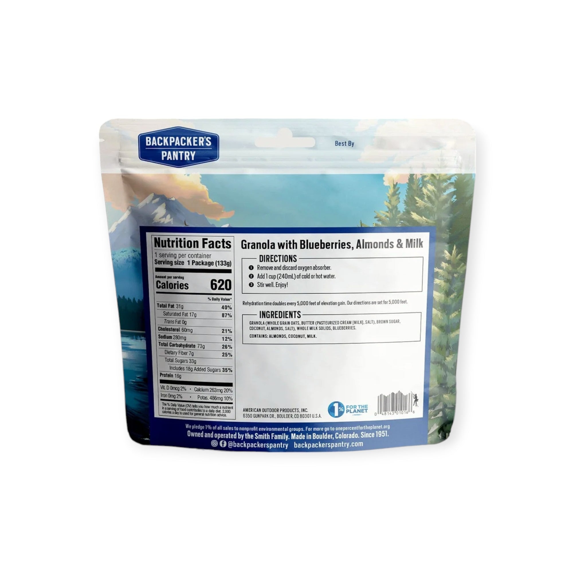 Backpacker’s Pantry Granola With Blueberries, Almonds & Milk
