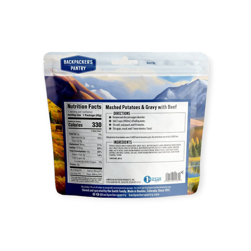 Backpacker's Pantry Mashed Potatoes & Gravy with Beef Freeze Dried Meal