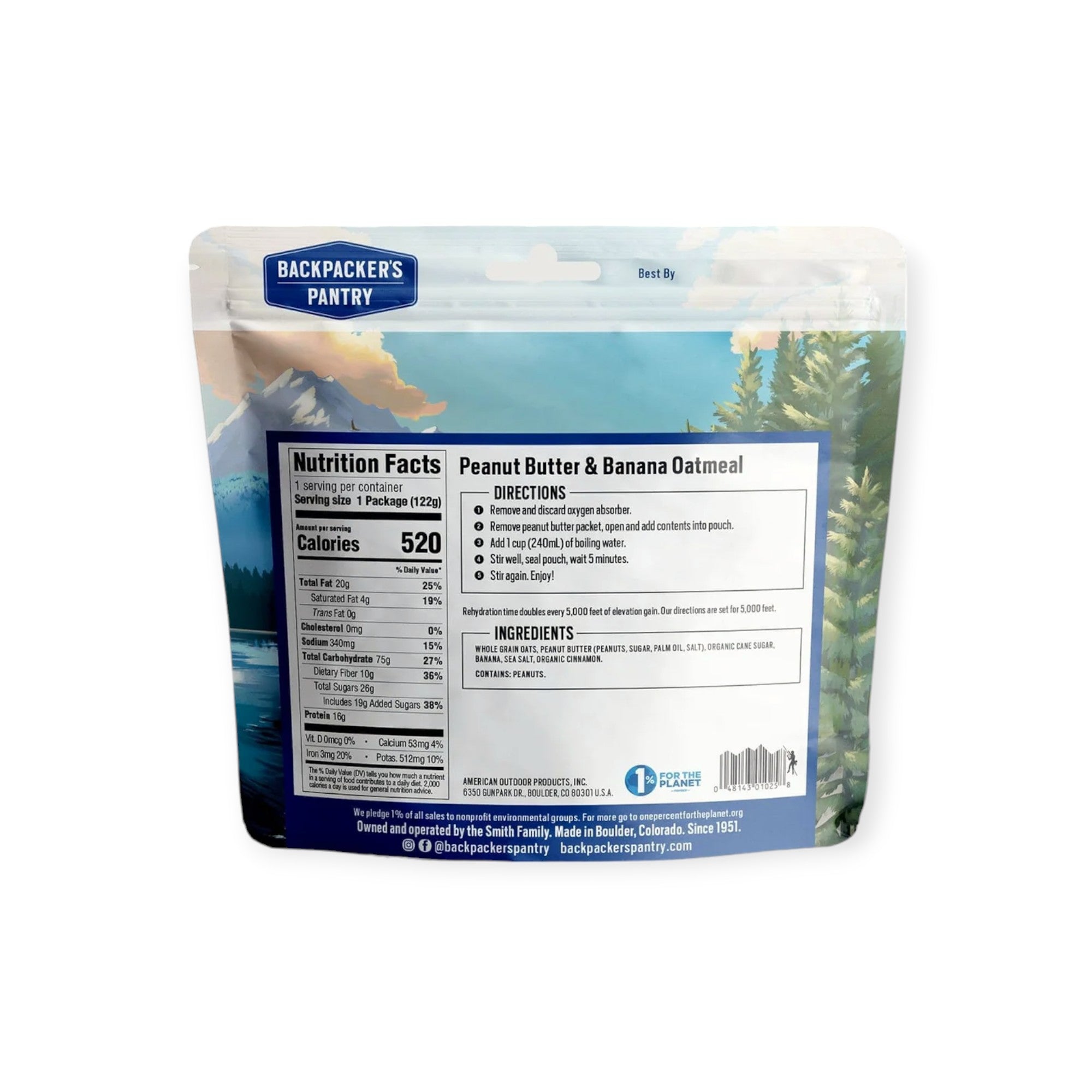 Backpacker's Pantry Peanut Butter and Banana Oatmeal