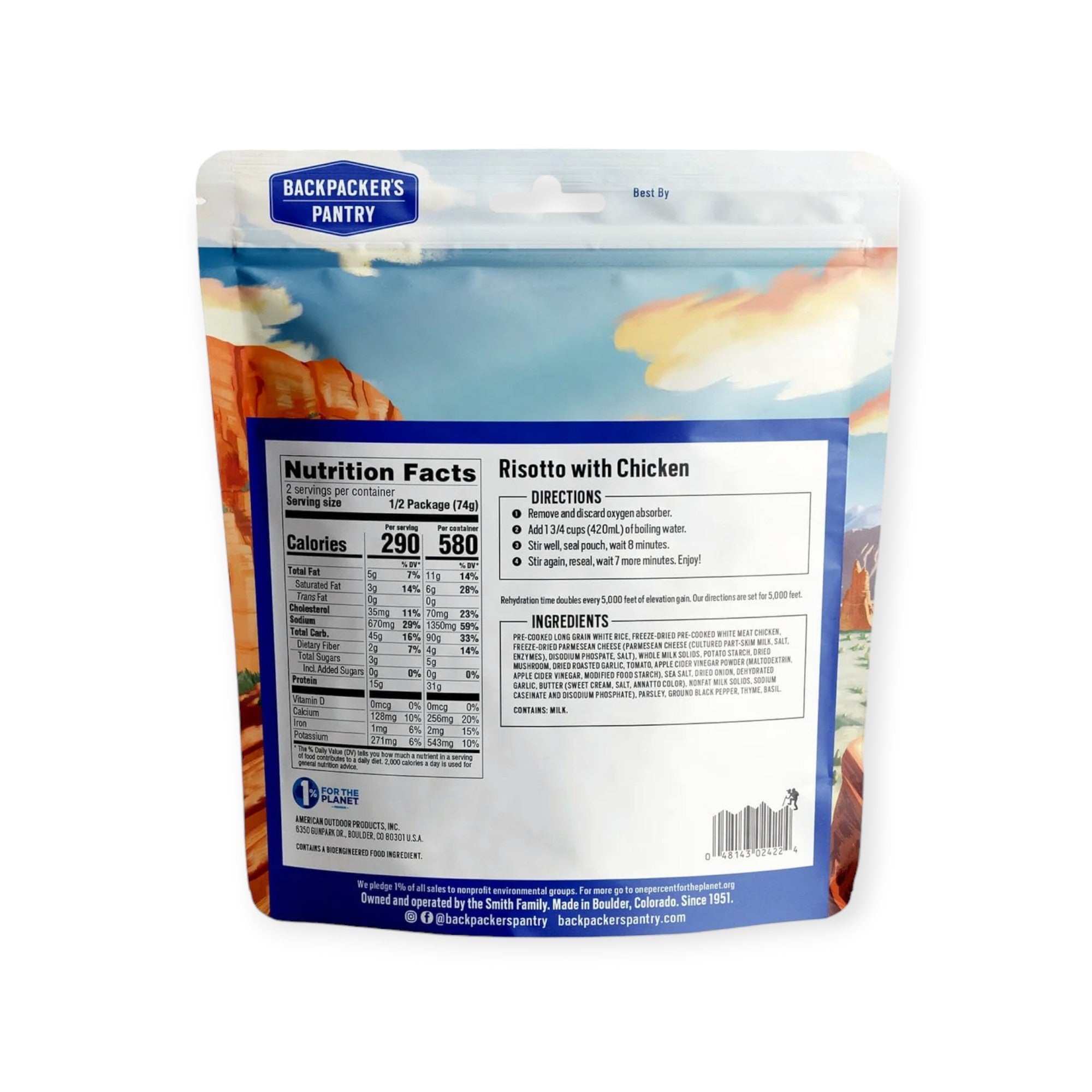 Backpacker's Pantry Risotto with Chicken Freeze-Dried Meal