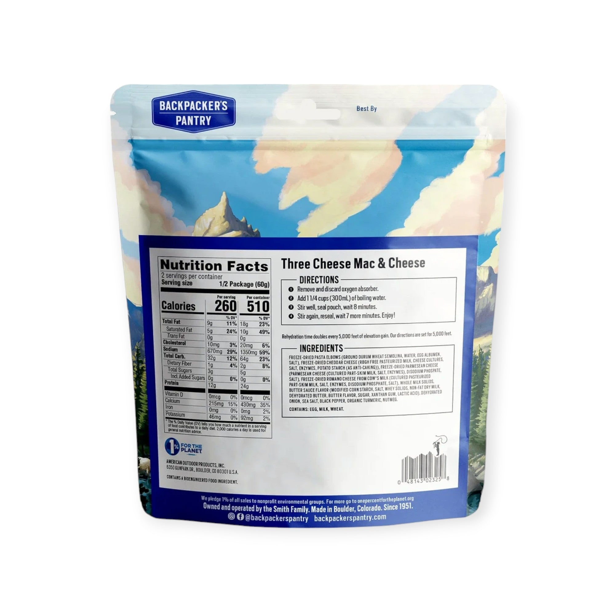 Backpacker’s Pantry Three Cheese Mac & Cheese Freeze-Dried Meal