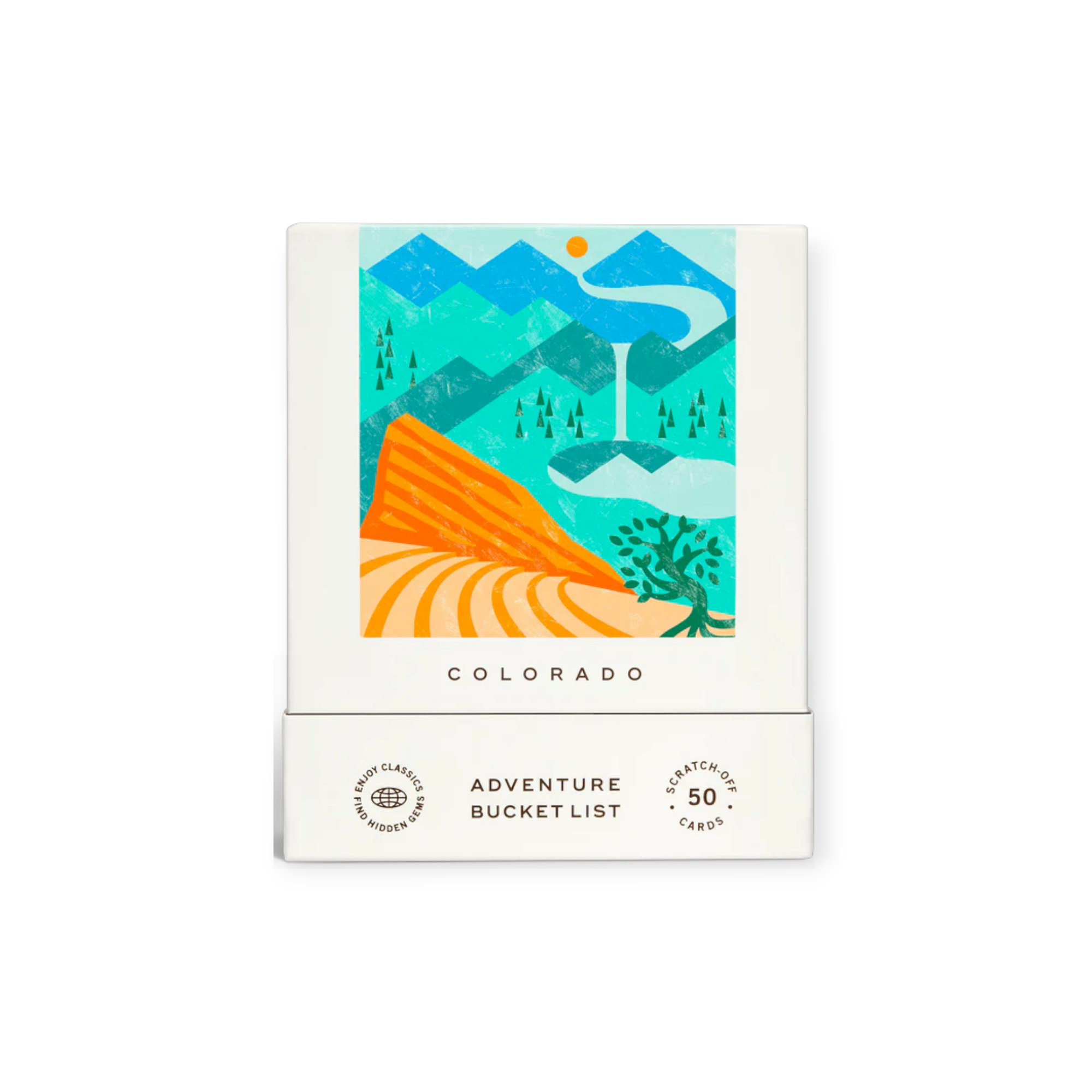Colorado adventure bucket list guide cards by Reach International Outfitters featuring a colorful outdoor scene.
