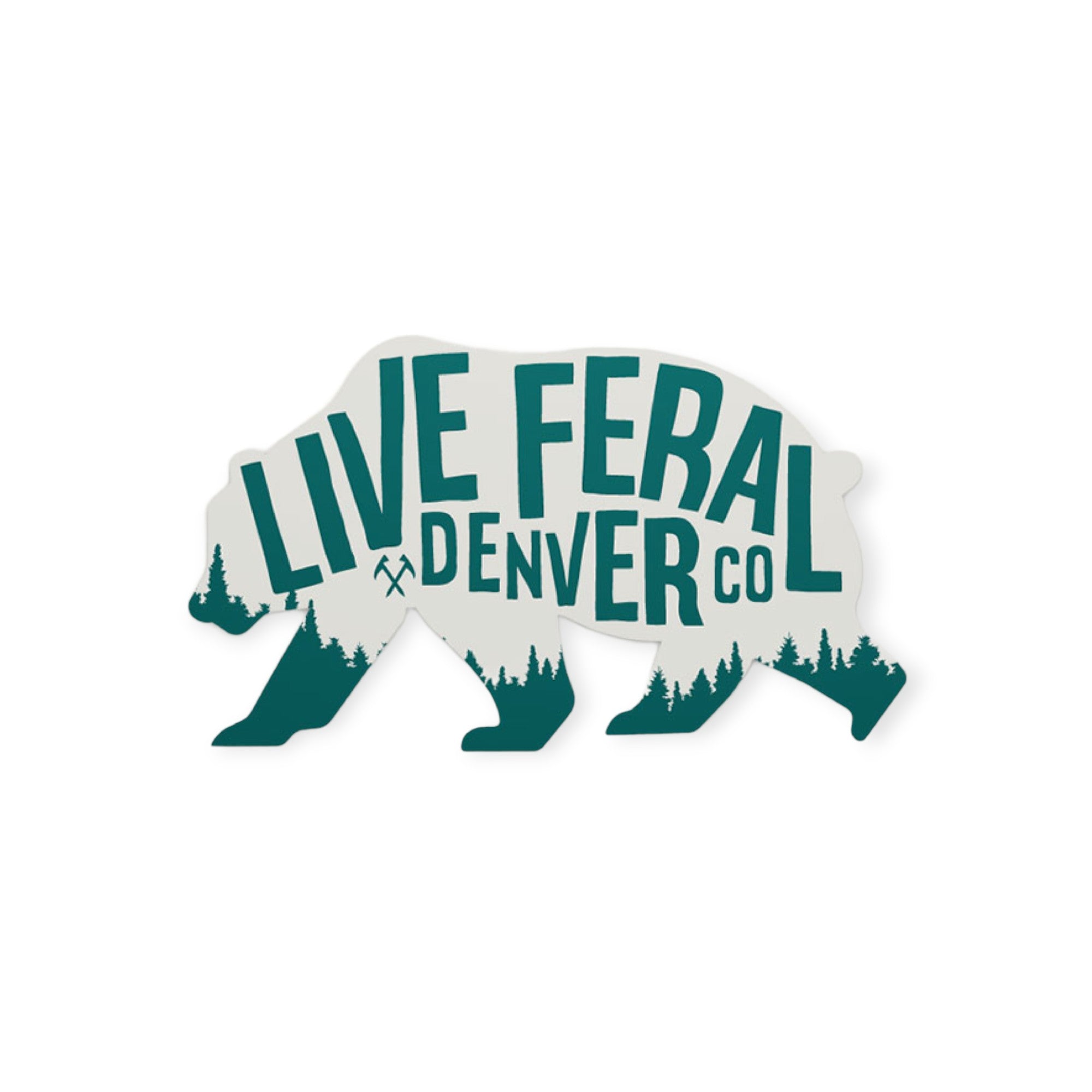 FERAL Denver Live FERAL Bear Sticker Green | Grey