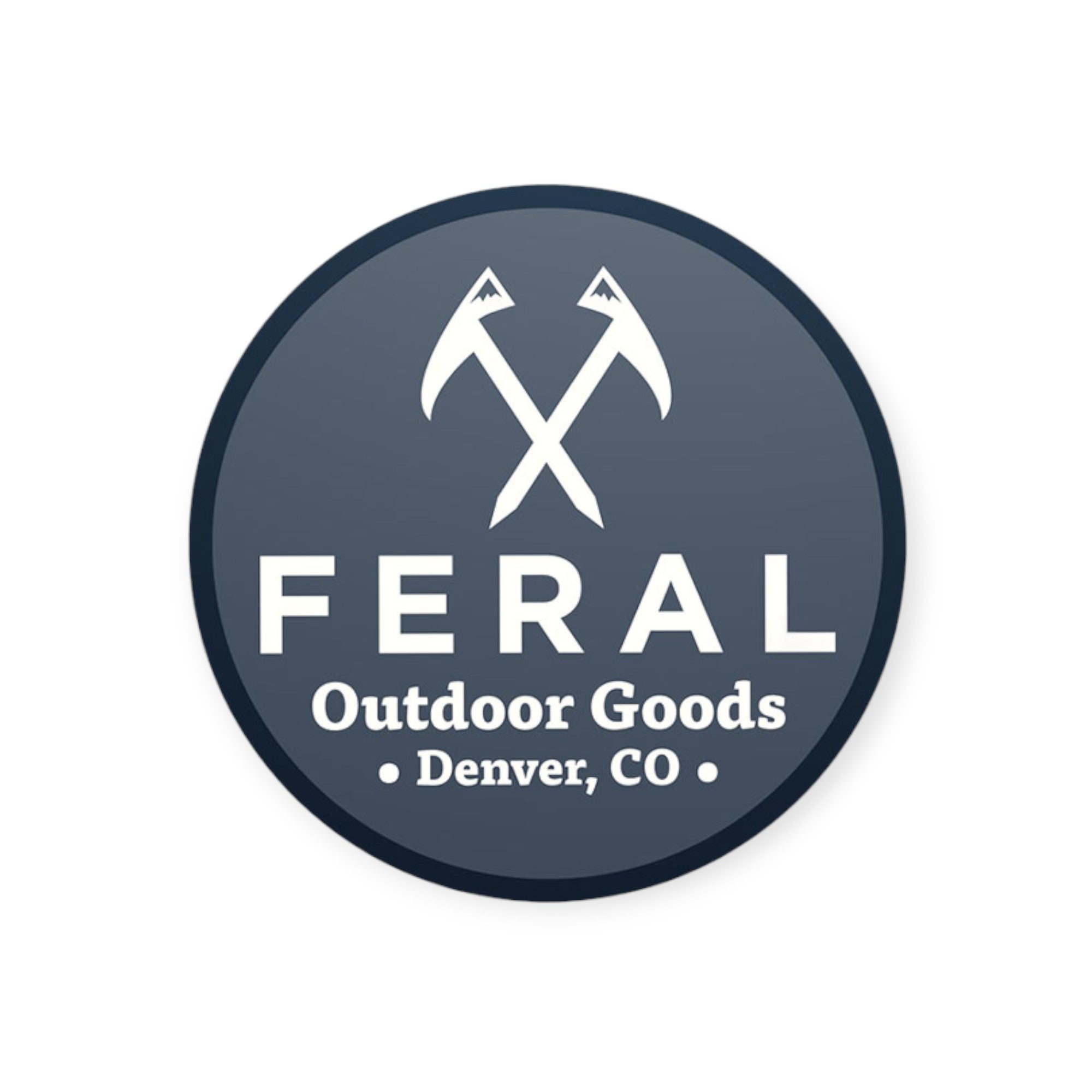 FERAL Denver Outdoor Goods Round Sticker Blue