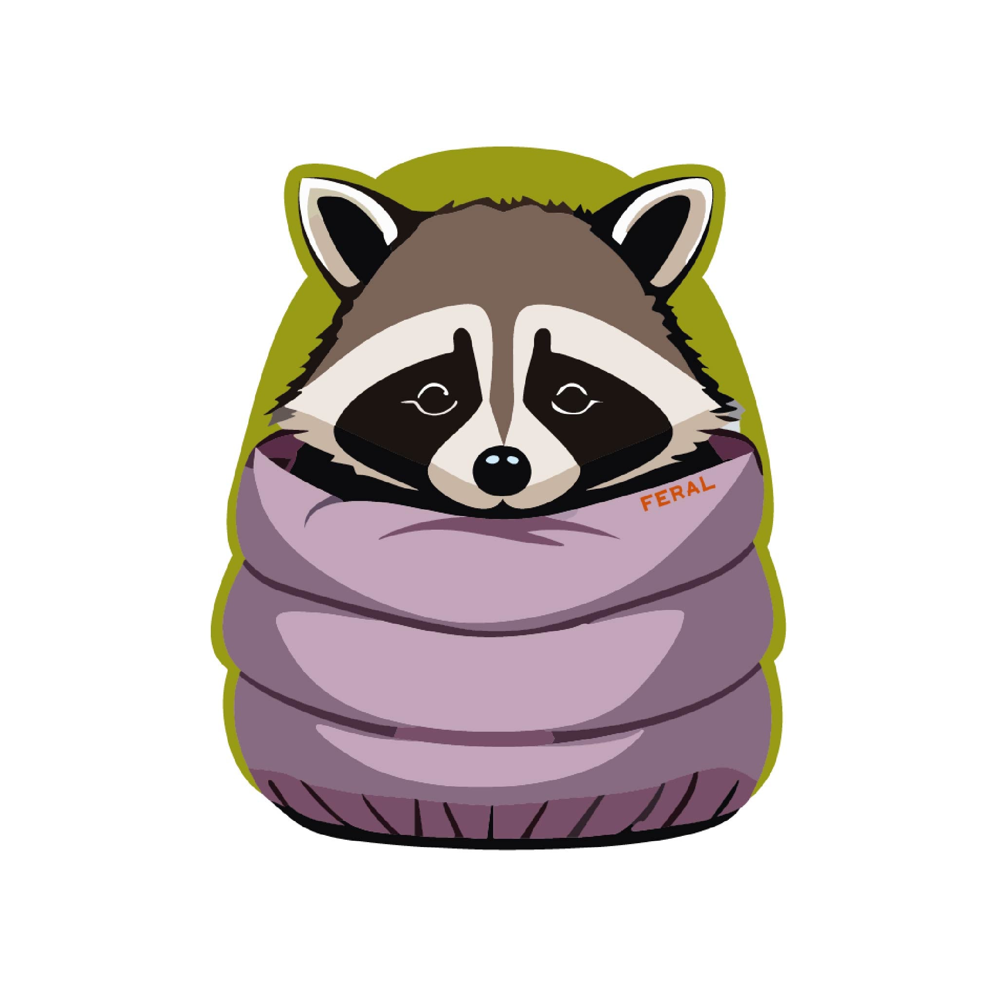 FERAL Down Raccoon Sticker